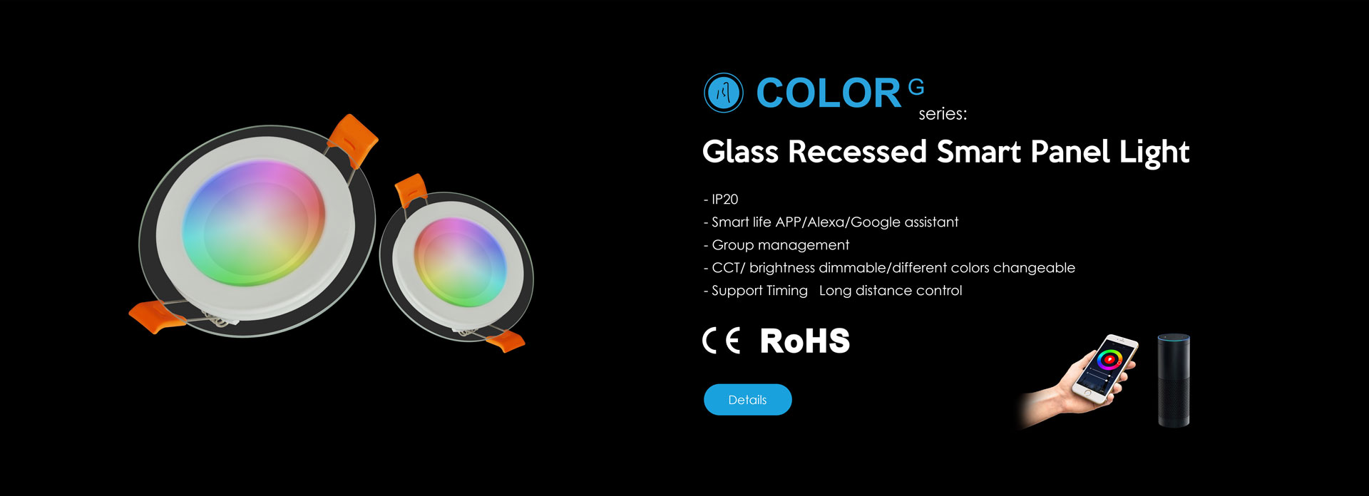 Round Glass Recessed Smart Panel Light